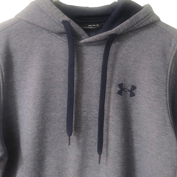 UNDER ARMOUR Men's Rival Fitted Coldgear Pullover Hoodie Midnight Navy - Picture 4 of 11